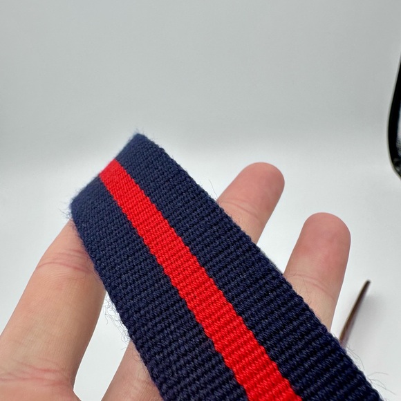 J. Press Navy and Red Wool Canvas Belt